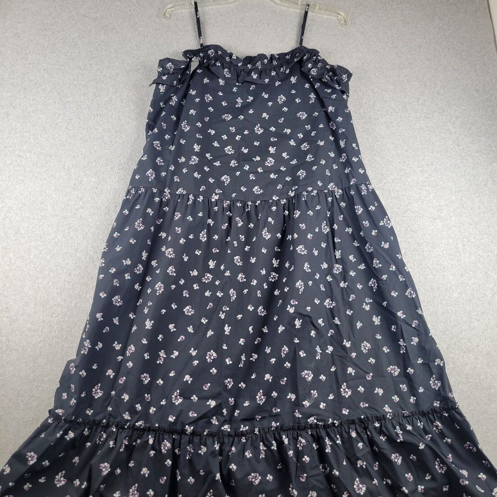 Who What Wear Maxi Dress Women Medium Black Floral Spaghetti Strap Tiered Ruffle